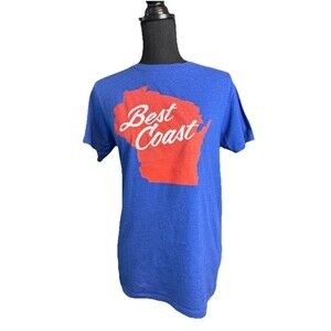 Best Coast Wisconsin Graphic T-Shirt Women’s Small Blue Short Sleeve EUC